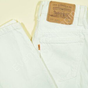 Vintage Levis 950 Jeans Womens 24 White Relaxed Tapered Leg Orange Tab 80s USA